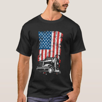 Vrachtwagen Trucker Amerikaanse vlag T-shirt