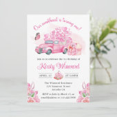 Vrachtwagen van de Valentijnse roze hartballonnen Kaart (Staand voorkant)