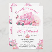 Vrachtwagen van de Valentijnse roze hartballonnen Kaart (Voorkant / Achterkant)