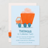 Vrachtwagen verjaardag uitnodiging, elke leeftijd kaart (Voorkant / Achterkant)