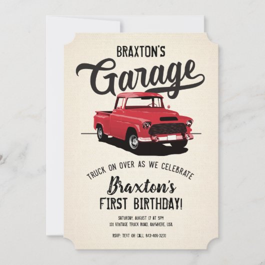  Vrachtwagen Verjaardagsfeest Fotouitnodiging Kaart (Voorkant)