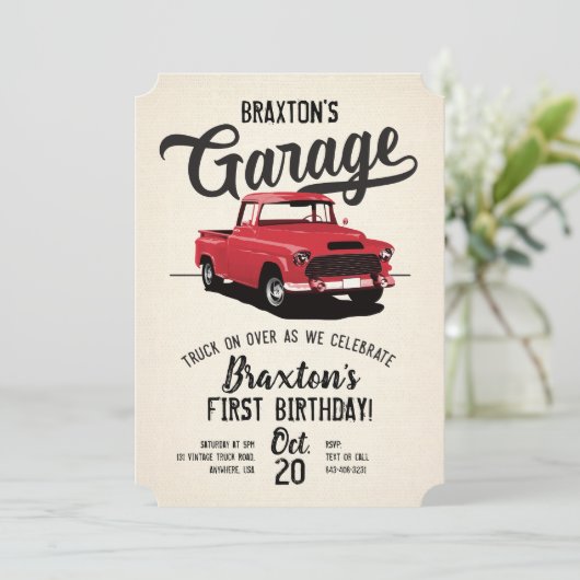 Vrachtwagen Verjaardagsfeestuitnodiging Kaart (Staand voorkant)