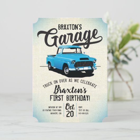  Vrachtwagen Verjaardagsfeestuitnodiging Kaart (Staand voorkant)