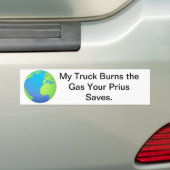 Vrachtwagen versus Prius Bumpersticker (Op auto)