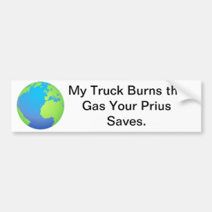 Vrachtwagen versus Prius Bumpersticker