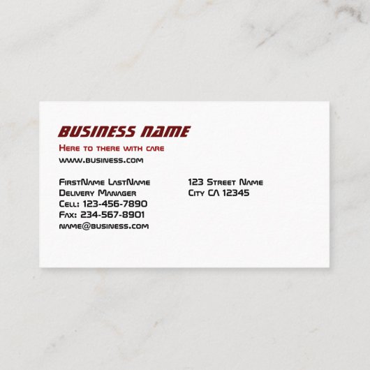 Vrachtwagen Visitekaartje (Achterkant)