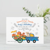 Vrachtwagen vol Pompoenen Oogst Uitnodiging (Staand voorkant)