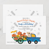 Vrachtwagen vol Pompoenen Oogst Uitnodiging (Voorkant / Achterkant)