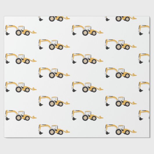 Vrachtwagen voor backhoe constructie cadeaupapier (Vlak)