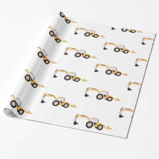Vrachtwagen voor backhoe constructie cadeaupapier (Uitgerold)