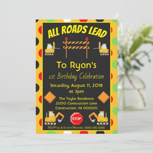 Vrachtwagen voor bouwprojecten op jaardag kaart (Staand voorkant)