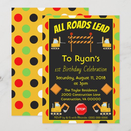 Vrachtwagen voor bouwprojecten op jaardag kaart (Voorkant / Achterkant)