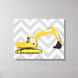Vrachtwagen voor graafwerkzaamheden canvas afdruk