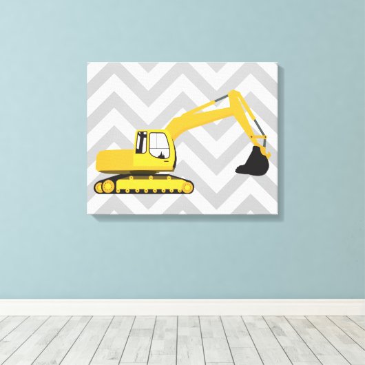 Vrachtwagen voor graafwerkzaamheden canvas afdruk (Insitu (Houten vloer))