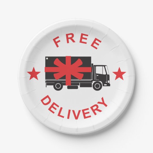 Vrachtwagen voor gratis levering papieren bordje (Voorkant)
