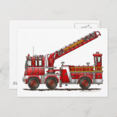 Vrachtwagen voor haak en ladder Fire Briefkaart (Voorkant / Achterkant)