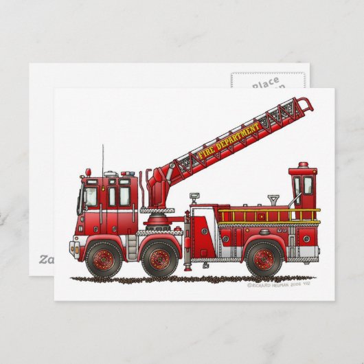 Vrachtwagen voor haak en ladder Fire Briefkaart (Voorkant / Achterkant)