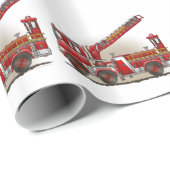 Vrachtwagen voor haak en ladder Fire Cadeaupapier (Rol Hoek)