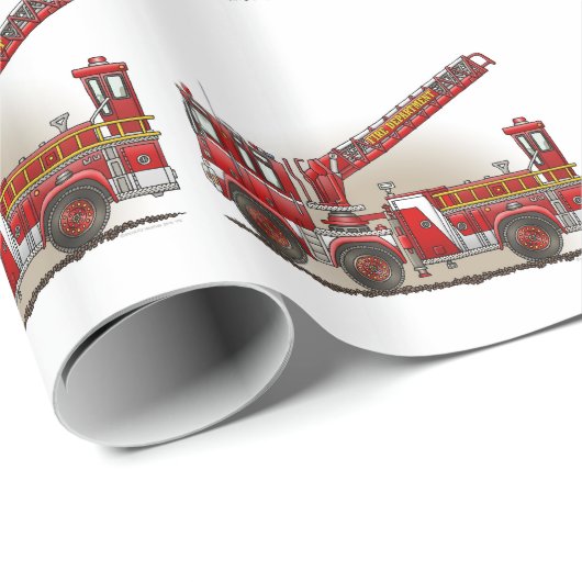 Vrachtwagen voor haak en ladder Fire Cadeaupapier (Rol Hoek)