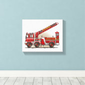 Vrachtwagen voor haak en ladder Fire Canvas Afdruk (Insitu (Houten vloer))