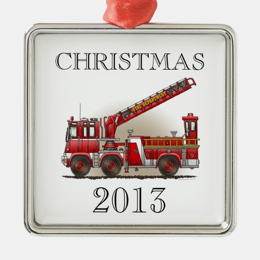 Vrachtwagen voor haak en ladder Fire Metalen Ornament (Voorkant)