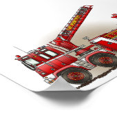 Vrachtwagen voor haak en ladder Fire Poster (Hoek)