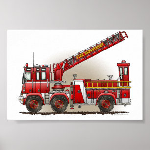 Vrachtwagen voor haak en ladder Fire Poster