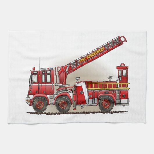 Vrachtwagen voor haak en ladder Fire Theedoek (Horizontaal)
