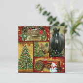  vrachtwagen voor kerstcollage Paars Frosty Feestdagenkaart (Staand voorkant)