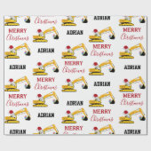 Vrachtwagen voor kerstexcavator: aangepaste naam cadeaupapier (Vlak)