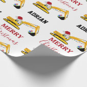 Vrachtwagen voor kerstexcavator: aangepaste naam cadeaupapier (Hoek)