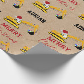 Vrachtwagen voor kerstexcavator: aangepaste naam cadeaupapier (Hoek)