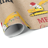 Vrachtwagen voor kerstexcavator: aangepaste naam cadeaupapier (Rol Hoek)