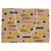 Vrachtwagen voor kerstexcavator: aangepaste naam groot cadeauzakje (Achterkant)