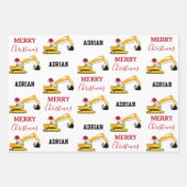 Vrachtwagen voor kerstexcavator: aangepaste naam inpakpapier vel (Voorkant 2)