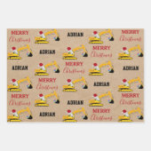 Vrachtwagen voor kerstexcavator: aangepaste naam inpakpapier vel (Voorkant)