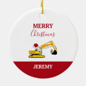 Vrachtwagen voor kerstexcavator keramisch ornament (Achterkant)