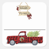 Vrachtwagen voor kerstfeestnaam vierkante sticker (Voorkant)