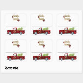 Vrachtwagen voor kerstfeestnaam vierkante sticker (Vel)