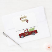 Vrachtwagen voor kerstfeestnaam vierkante sticker (Envelop)