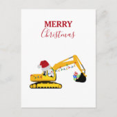 Vrachtwagen voor kerstgraafmachines feestdagenkaart (Voorkant)