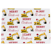 Vrachtwagen voor kerstgraafmachines groot cadeauzakje (Voorkant)