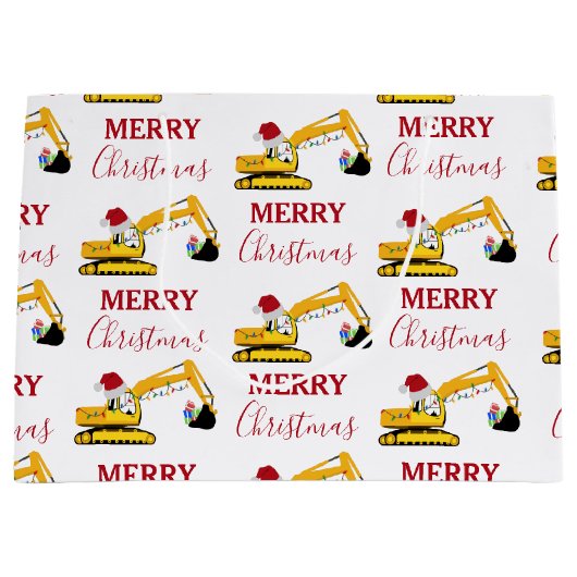 Vrachtwagen voor kerstgraafmachines groot cadeauzakje (Voorkant)