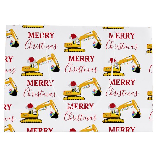 Vrachtwagen voor kerstgraafmachines groot cadeauzakje (Achterkant)