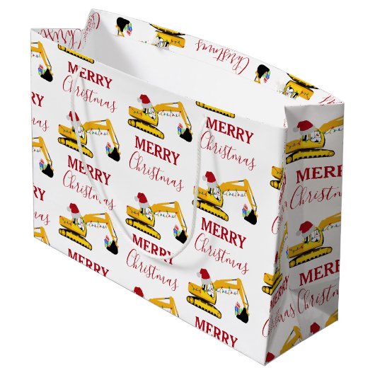 Vrachtwagen voor kerstgraafmachines groot cadeauzakje (Achterkant Gekanteld)