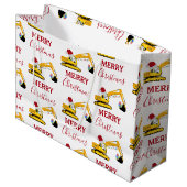 Vrachtwagen voor kerstgraafmachines groot cadeauzakje (Voorkant Gekanteld)