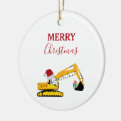 Vrachtwagen voor kerstgraafmachines keramisch ornament (Links)