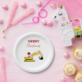 Vrachtwagen voor kerstgraafmachines papieren bordje (Feest)