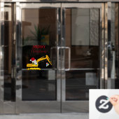 Vrachtwagen voor kerstgraafmachines raamsticker (Kantoordeur)