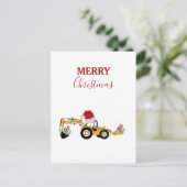 Vrachtwagen voor kersthoefijzerbouw feestdagenkaart (Staand voorkant)